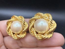 Vintage-Ohrringe Cabouchon Paris - Goldfarben