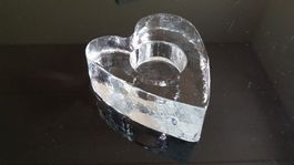 Teelichthalter massiv Glas in Herzform