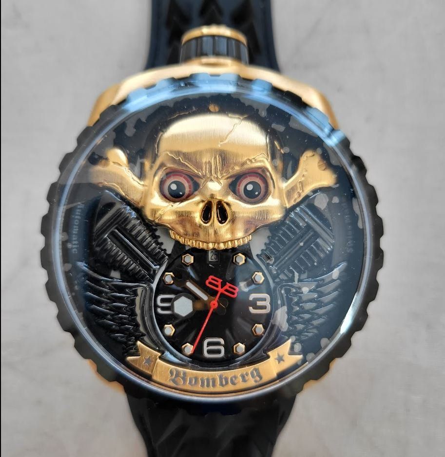 Bomberg Orologi: Bomberg Skull Rider Automatic Gold Edition – Nuovo (secondo la descrizione) da Chabrey venduto da Horology