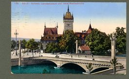 AK Farblitho Zürich ZH Landesmuseum,neue Walchebrücke ≈1915