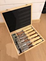 6-teiliges Stechbeitel-Set mit Schleifstein und Holzbox – ne