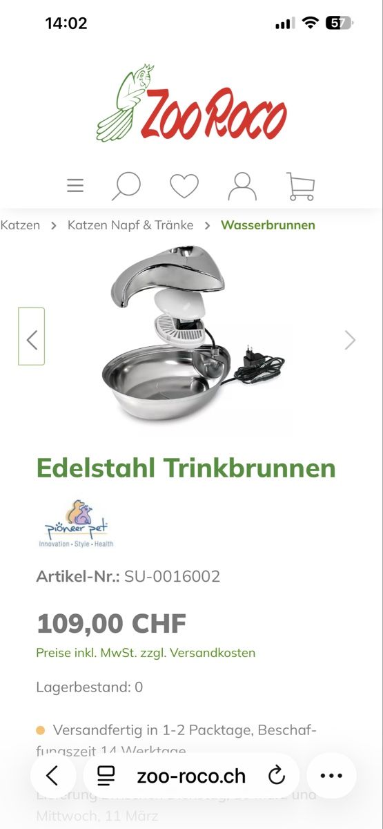 Stagni & Fontane ornamentali: Pioneer Pet Katzenbrunnen – Nuovo (secondo la descrizione) da Bottmingen venduto da Jstraehl