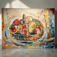 Superbe nature morte impasto à l'huile sur toile. Signée