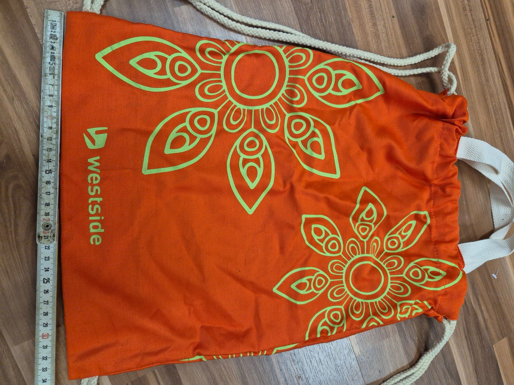 Zaini: Westside Turnbeutel, orange mit Blumenmuster, neu K19 – Nuovo (secondo la descrizione) da Schwarzenburg venduto da Flamingo07