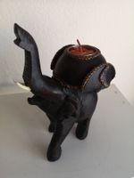 Elefant 14cm geschnitzt Affenbaumholz Kerzen Einsatz Orient