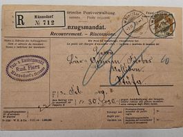 Einzugsmandat 2.2.1909 ab Männedorf Tuchgeschäft ab 2.--