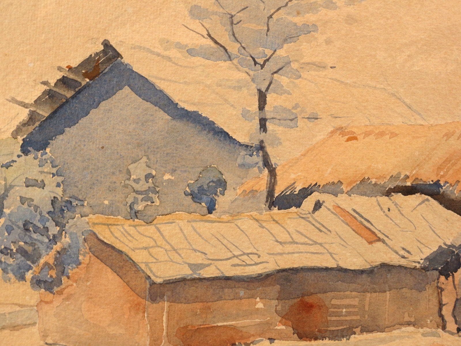 Gemälde: Aquarelle Burniaux. Village du Congo ? – Gebraucht aus Noville von ceram 3