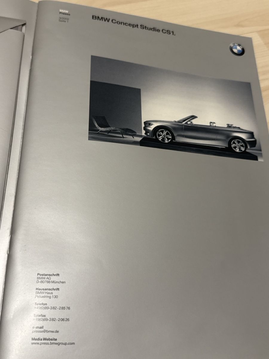 BMW Documenti: BMW Concept Studie CS1 - Exklusives Pressematerial – Usato da Grenchen venduto da Lucy68 2