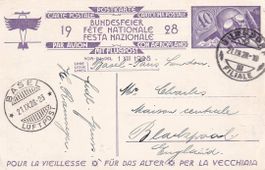 Flugpost-Bundesfeierkarte 1928 nach GB