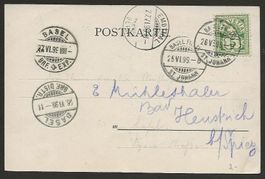 1899 5 Rp. Postkarte v Basel n Heustrich
