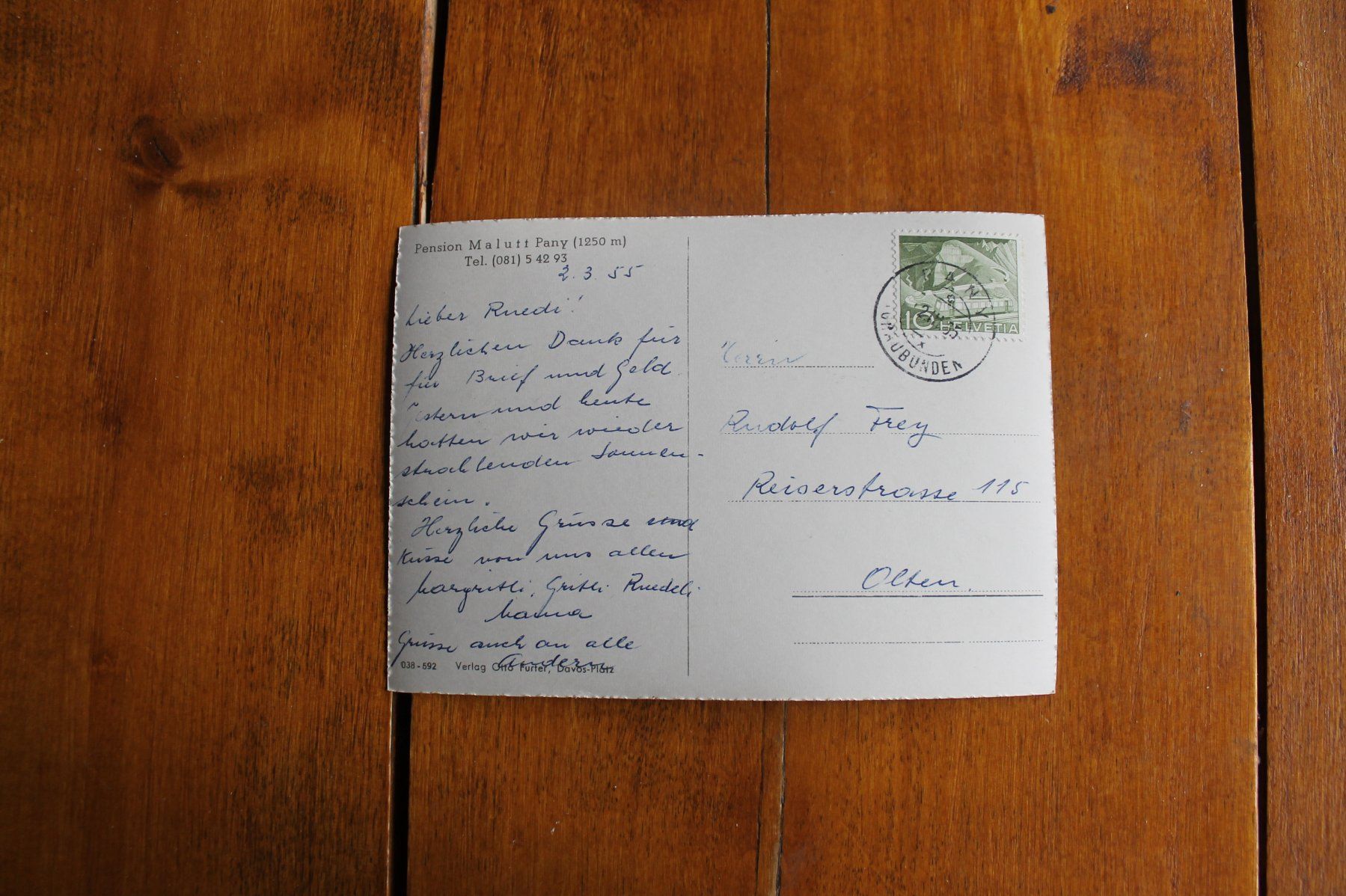 Cartoline postali: AK Pany, Pension Malutt – Usato da Oftringen venduto da kambodo 1