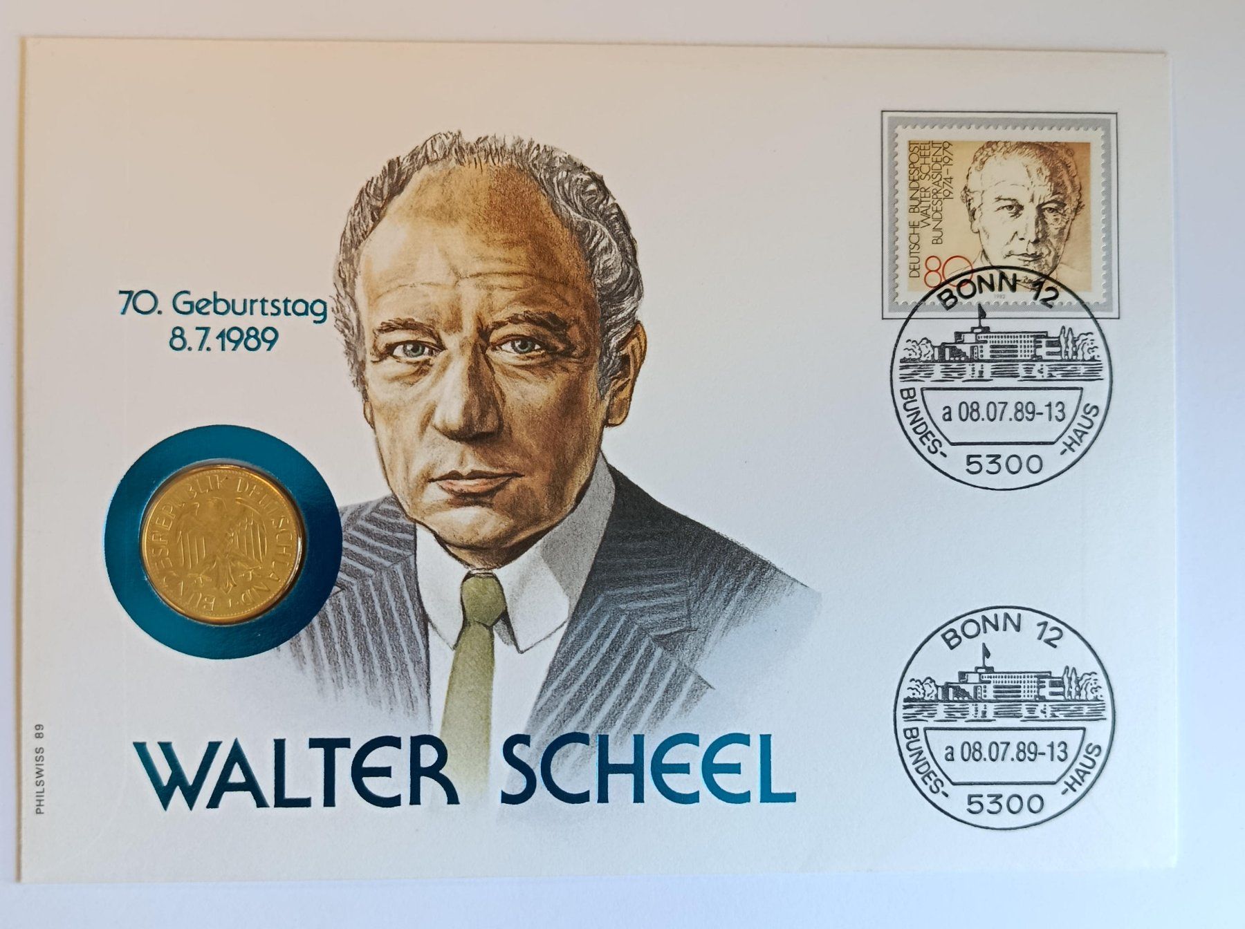 Tutti le monete: Numisbrief Walter Scheel mit 1 DM Münze ab 1 Fr. – Usato da Luzern venduto da Vreneli_1