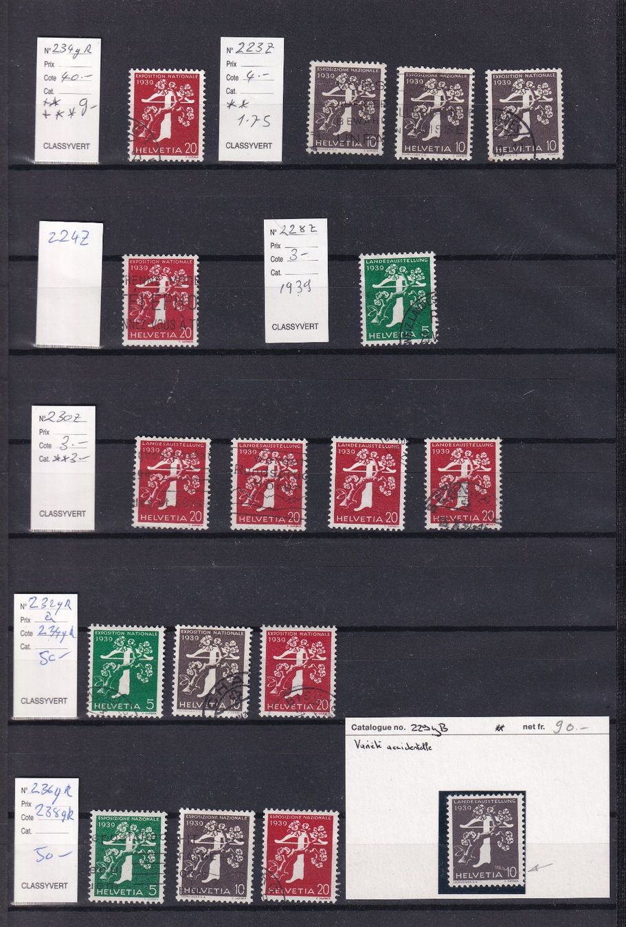 Tutti i francobolli: 1939   LOT Oblitérés   CATALOGUE SBK – Usato da Nyon venduto da an54 1