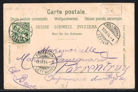Cartoline postali: Bellinzona, Blick auf das Castello Svitt – Usato da Berlin venduto da bartko-reher 1