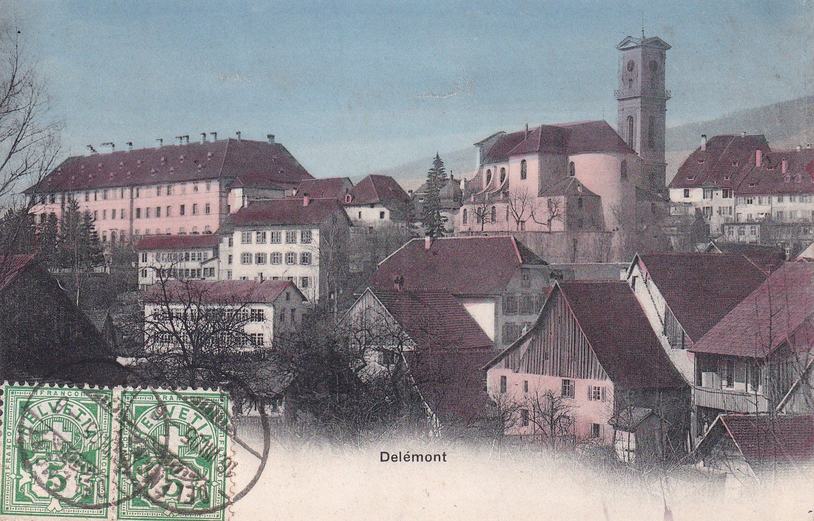 Cartoline postali: Delémont   JU        en 1905 – Usato da Brig venduto da Valcards54