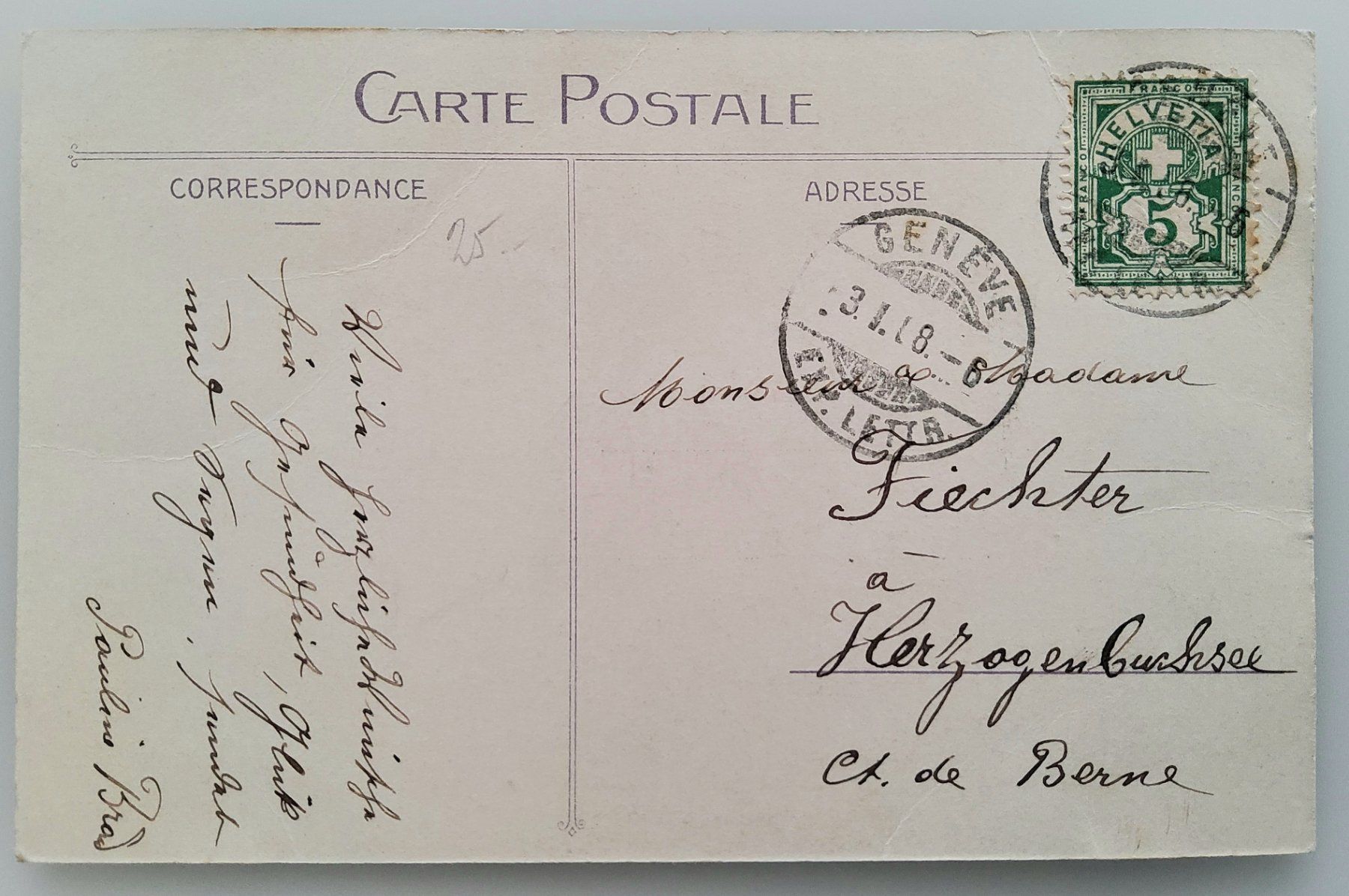 Cartoline postali: Ansichtskarte Genève - Mont Blanc, gest. 1918 – Usato da Buchrain venduto da mue_kru 1