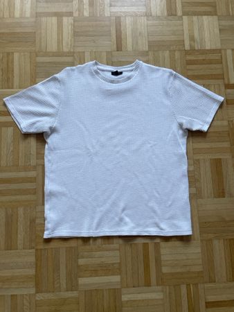Herren T-Shirt weiss Waffelstruktur Grösse XL Fleck