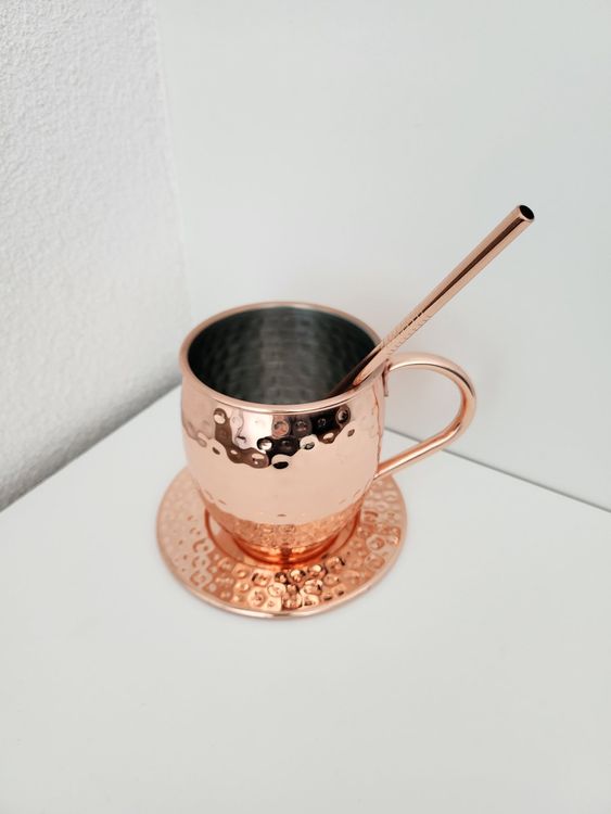 BUTLERS Moscow Mule Becher 470 Ml – Gehämmertes Kupfer-Design In Rosegold, Perfekt Für Cocktails, Longdrinks & Alkoholfreie Getränke