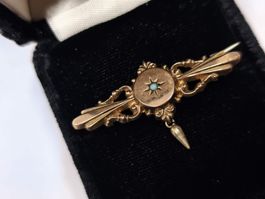 Antiker Brosche Vergoldet 🗝️ Schmuck Vintage Rariität