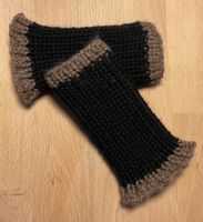 Pulswärmer 👐 - Schwarz /Braun - handgestrickt - ❌️NEU❌️