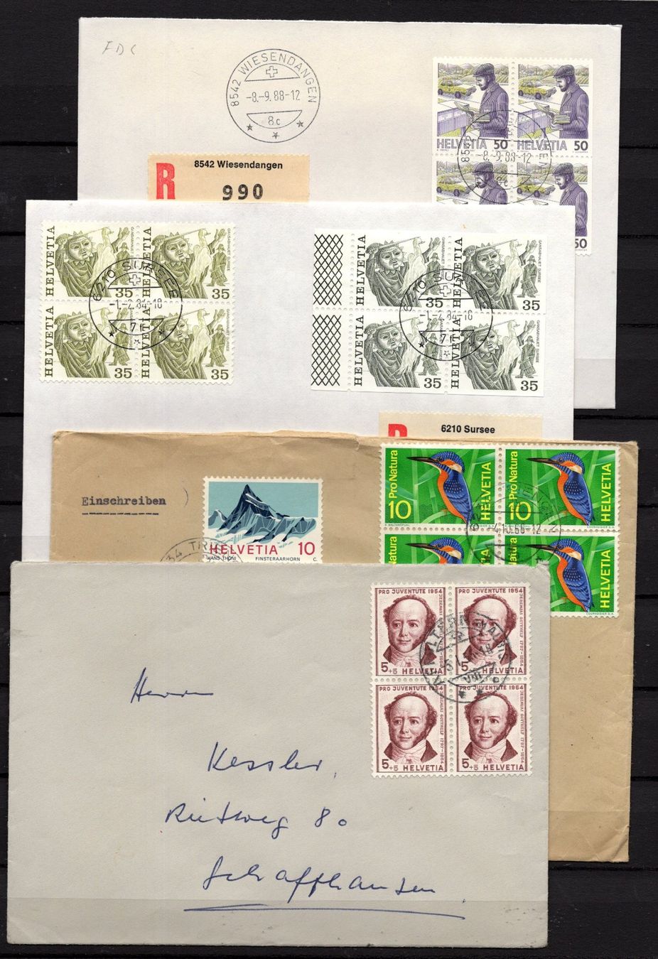 Tutti i francobolli: R1630  /  Blocs de 4 sur + de 100 lettres – Usato da Ste-Croix venduto da MONT-TAGNAC 3