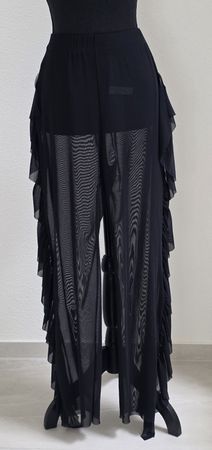 Luftige Sommerhose mit Rüschen, Schwarz, Grösse XL