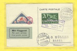 31.5./1.6.1925Flugpost F4+Vignette/Intern.Flugmeeting Genève