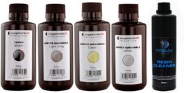 5x Copymaster3D UV Resin Black, Light Grey, Clear, White +CL
