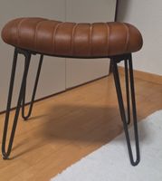 Retro Padded Stool, Tan Faux Leather, Minimalist Design