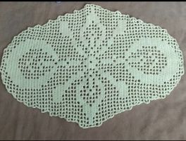 Napperon au crochet vert menthe/Häkeldeckchen Handgehäkelt M