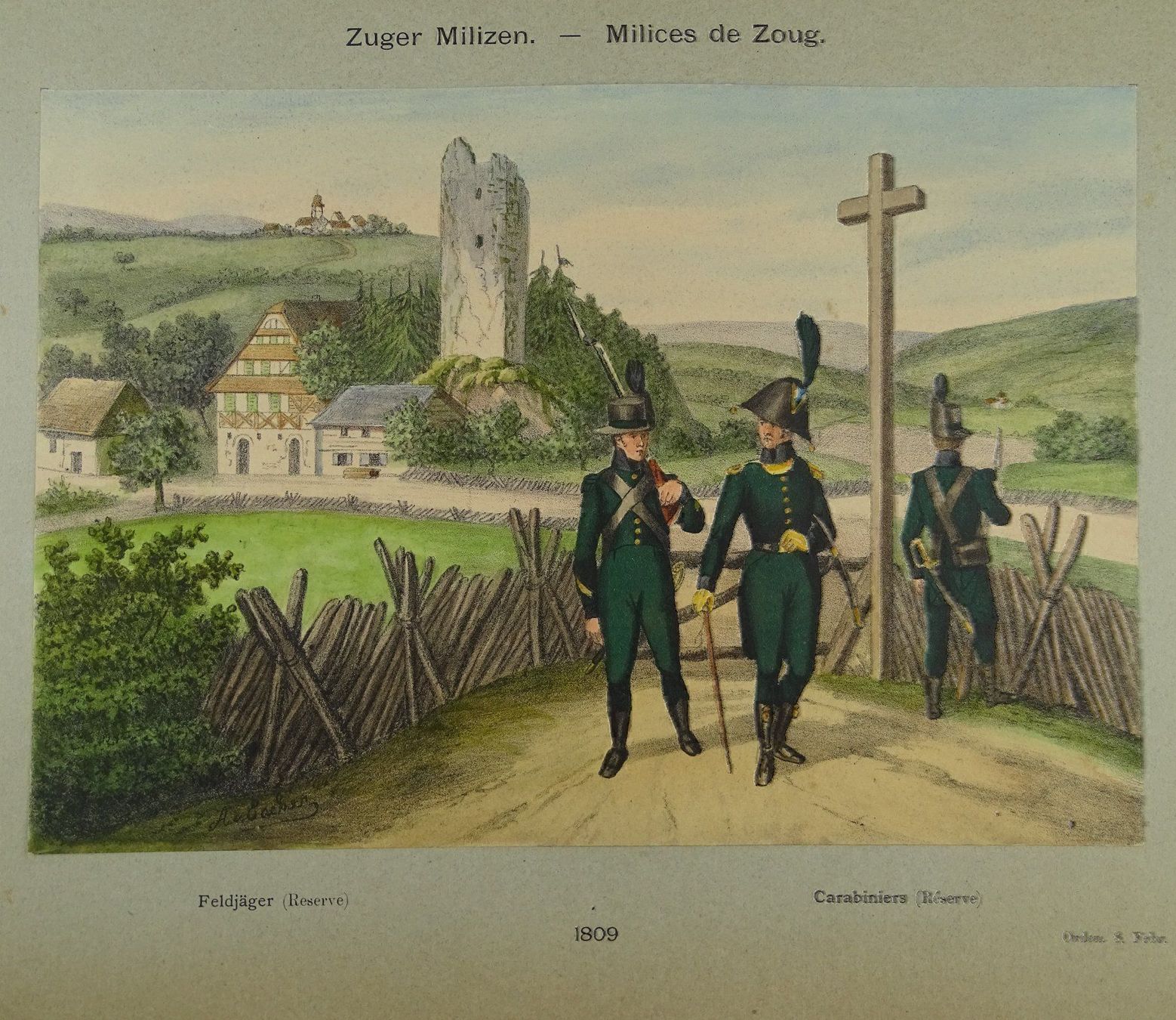 Foto & Immagini: ZUGER MILIZEN, LITHOGRAPHIE UM 1890 – Usato da Grüningen venduto da Kartensammler