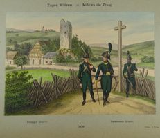 ZUGER MILIZEN, LITHOGRAPHIE UM 1890