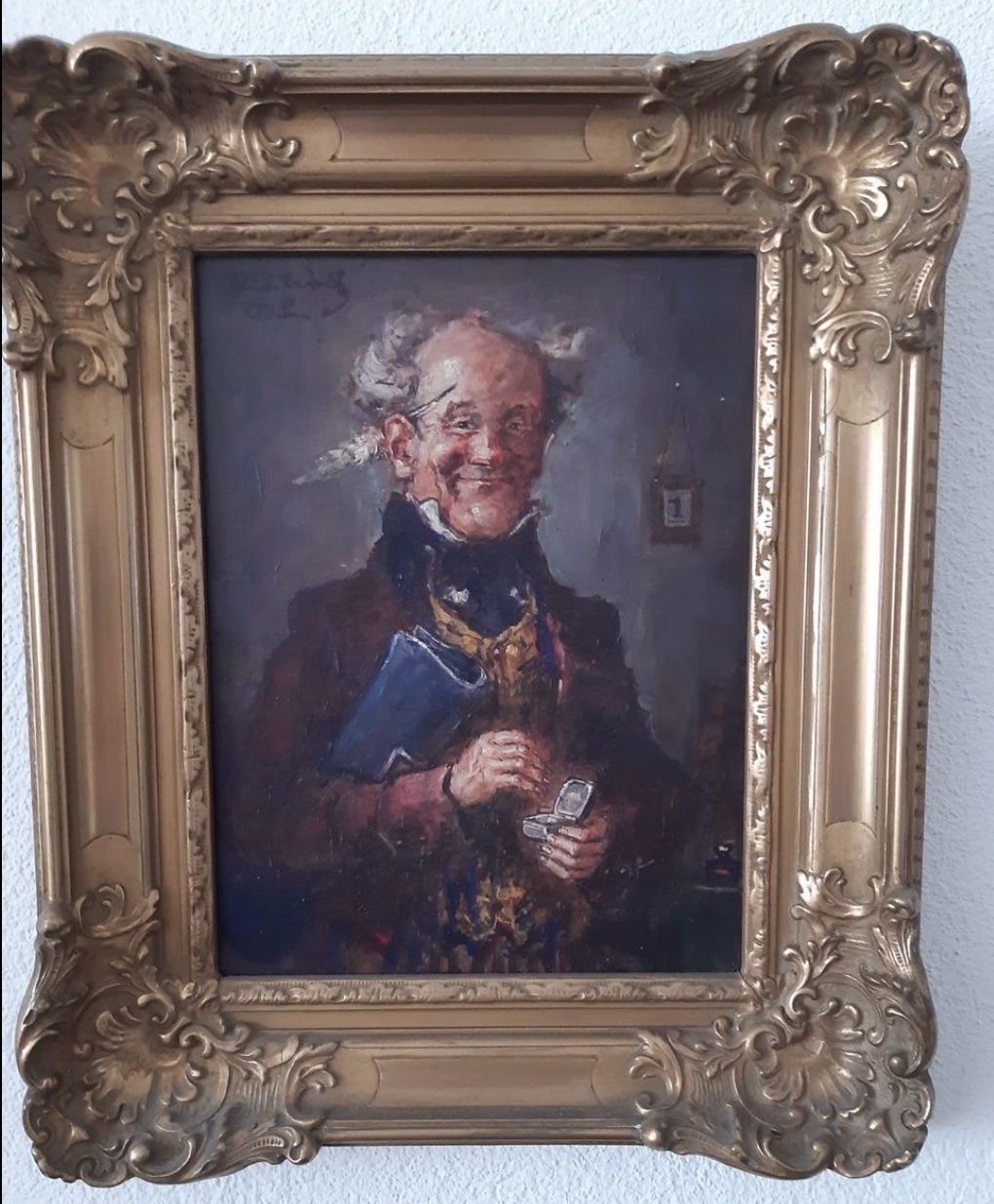 Dipinti: antikes Ölgemälde "Der Aktuar" Rudolf Wolf – Usato da Basel venduto da PAUL_ART