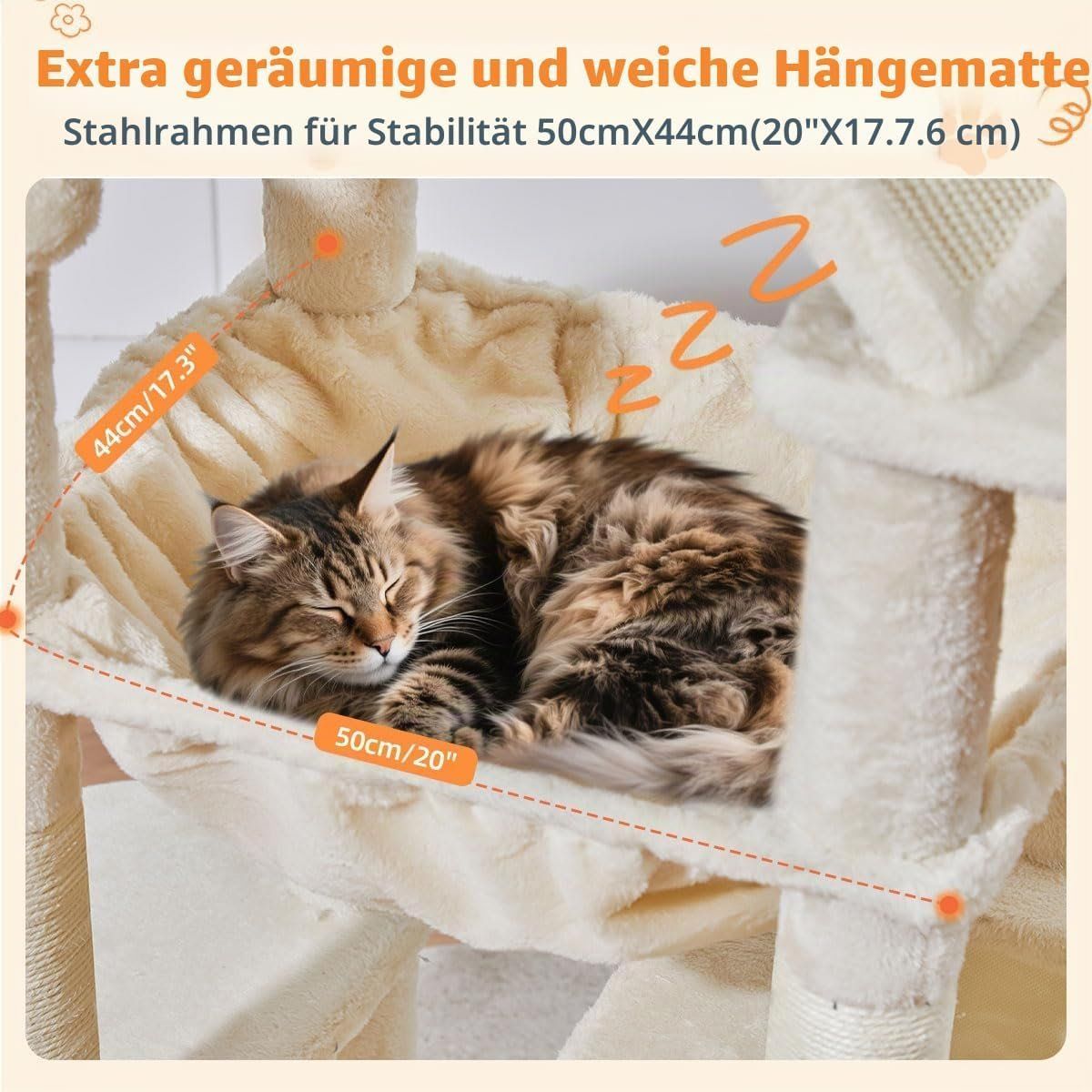 Arbres à chats: Kratzbaum 180cm Groß 2 Katzenhäuser Hängematte Beige – Neuf avec emballage d'origine à Schaffhausen par AllesMussRaus60 4