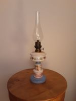 sehr dekorative antike Petrol-Lampe, handbemalt, 1a Zustand