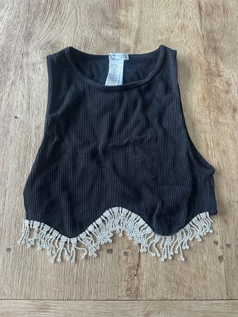 Zara Crop Top mit Strass Fransen Grösse XS