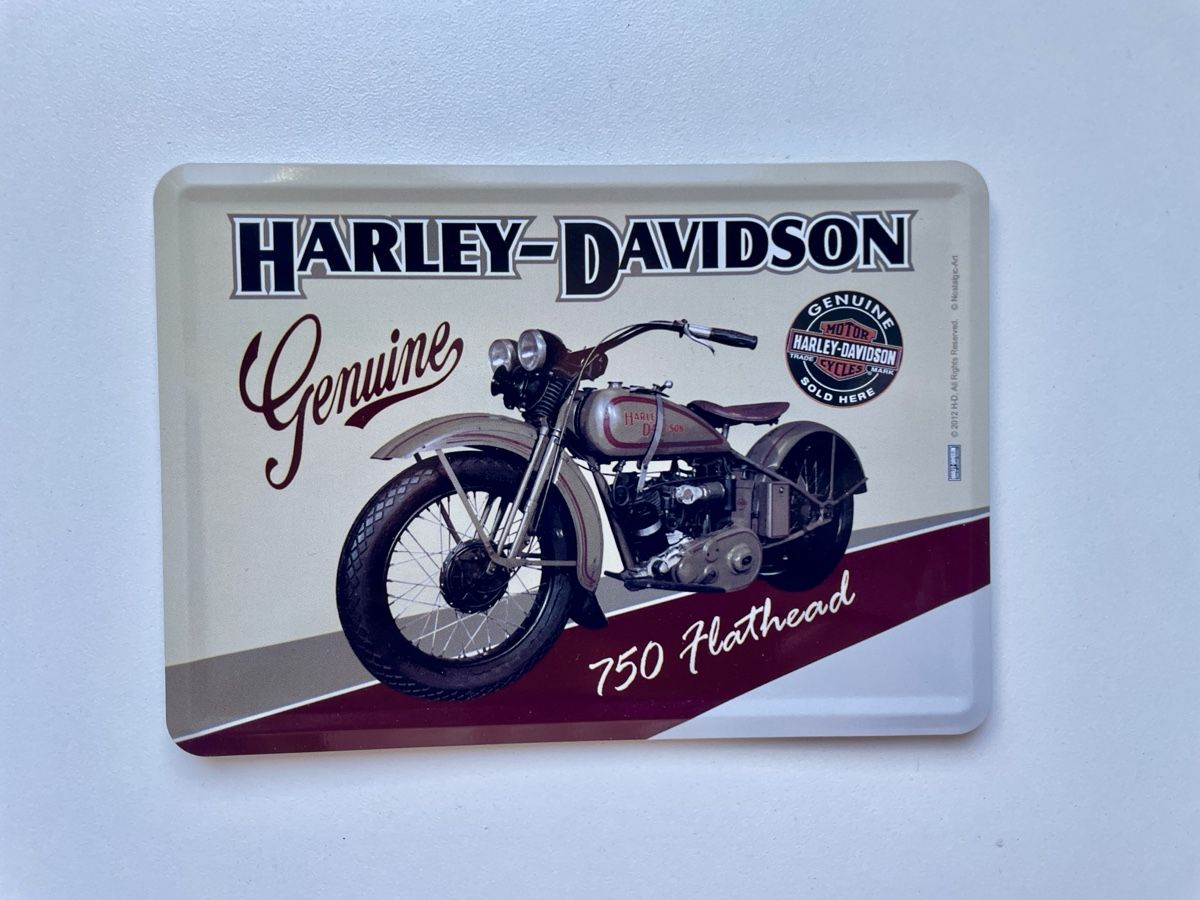 Harley-Davidson Insegne: Harley-Davidson 750 Flathead Blechschild Postkartengrösse – Nuovo (secondo la descrizione) da Niedergösgen venduto da horvart