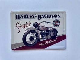 Harley-Davidson 750 Flathead Blechschild Postkartengrösse