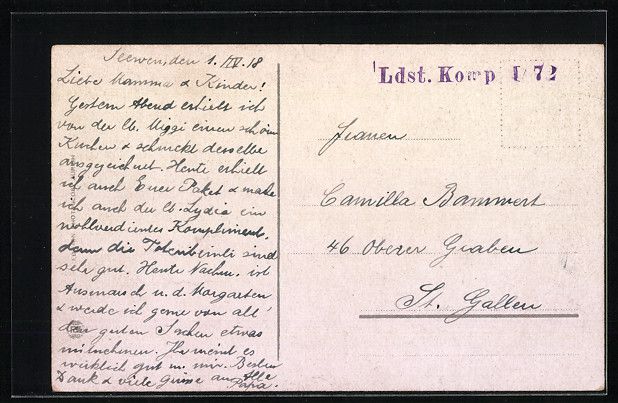 Cartoline postali: AK Schwyz, Partie am Rathaus, 1918 – Usato da Berlin venduto da bartko-reher 1