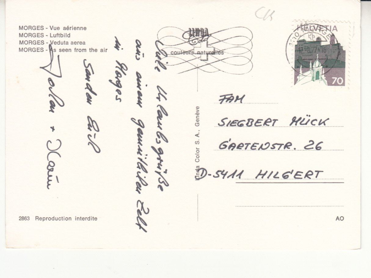 Ansichtskarten: Morges 1977 – Gebraucht aus Bürglen TG von StampGraf 1