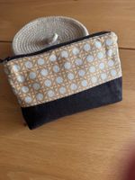 Handmade Kulturbeutel – Geometrisch senfgelb/anthrazit