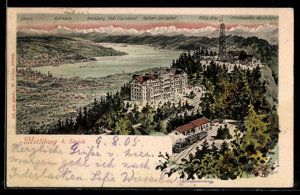 Ansichtskarten: Litho Uetliberg b. Zürich, Hotel mit Ei – Gebraucht aus Berlin von bartko-reher