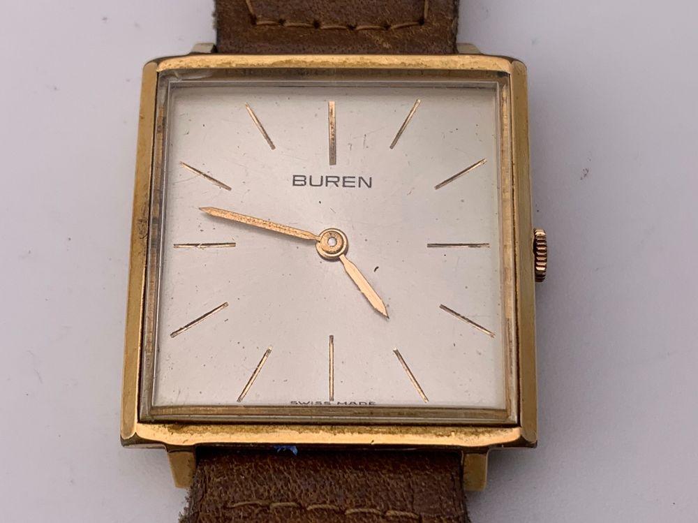 Montre BUREN Mécanique à Remontage Manuel Avec Fonction Date, Bracelet Cuir - Modèle Homme Habillé, Occasion