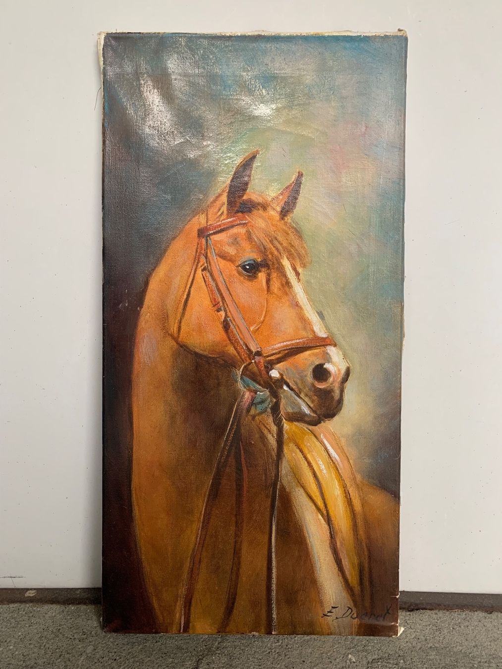 Gemälde: Edmond Ducret Bild Gemälde Ölbild Pferd Portrait – Gebraucht aus Belp von Familie-Meyer