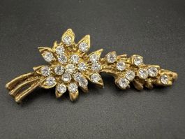Vintage goldene Brosche mit Strass Blumenstrauß