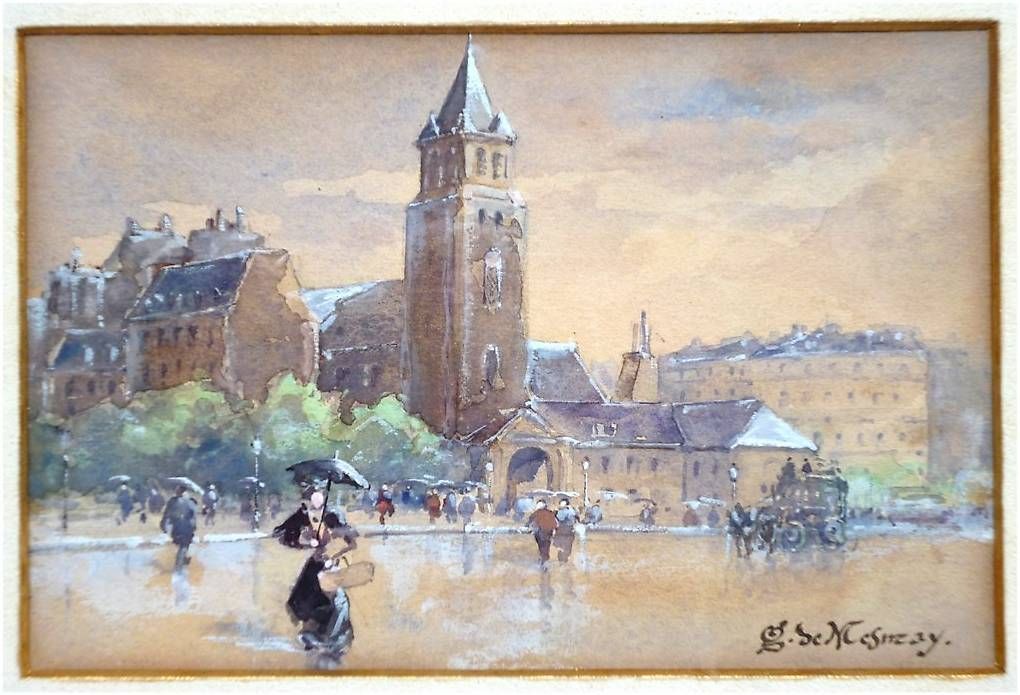 Dipinti: Belle aquarelle fin XIXe, G. de Mesmay – Usato da Genève venduto da Oldtime 1
