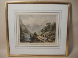 Holzstich 1870 vergoldet Schesaplana Galaferda m Annakapelle