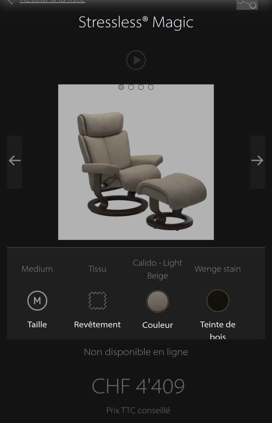 Stressless Sessel: Fauteuil Stressless Magic + Ottoman - Cuir Rouge – Gebraucht aus Le Locle von marylise01 8