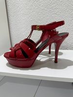 Saint Laurent Tribute Sandalen Heels Plateau Lack Rot 36