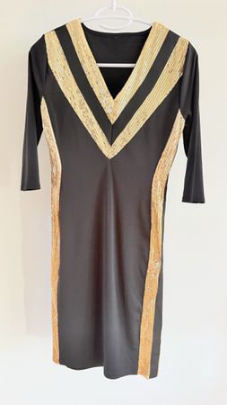 Kleid schwarz-gold Pailletten Grösse S